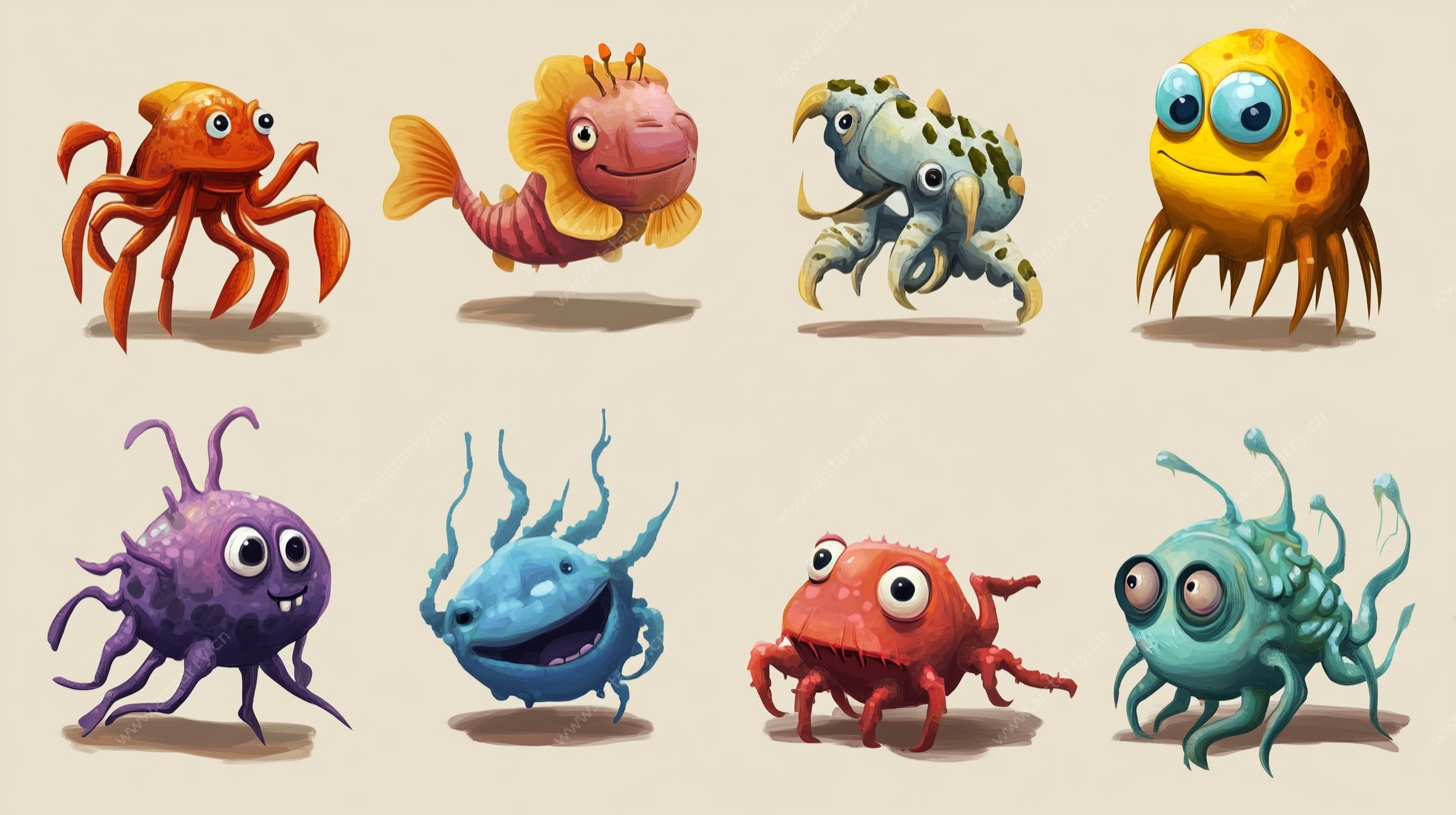 可爱海洋小怪兽插画集