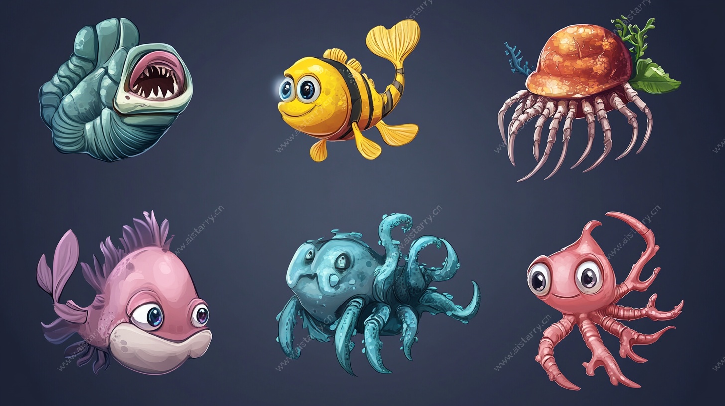 可爱海洋生物插画集合