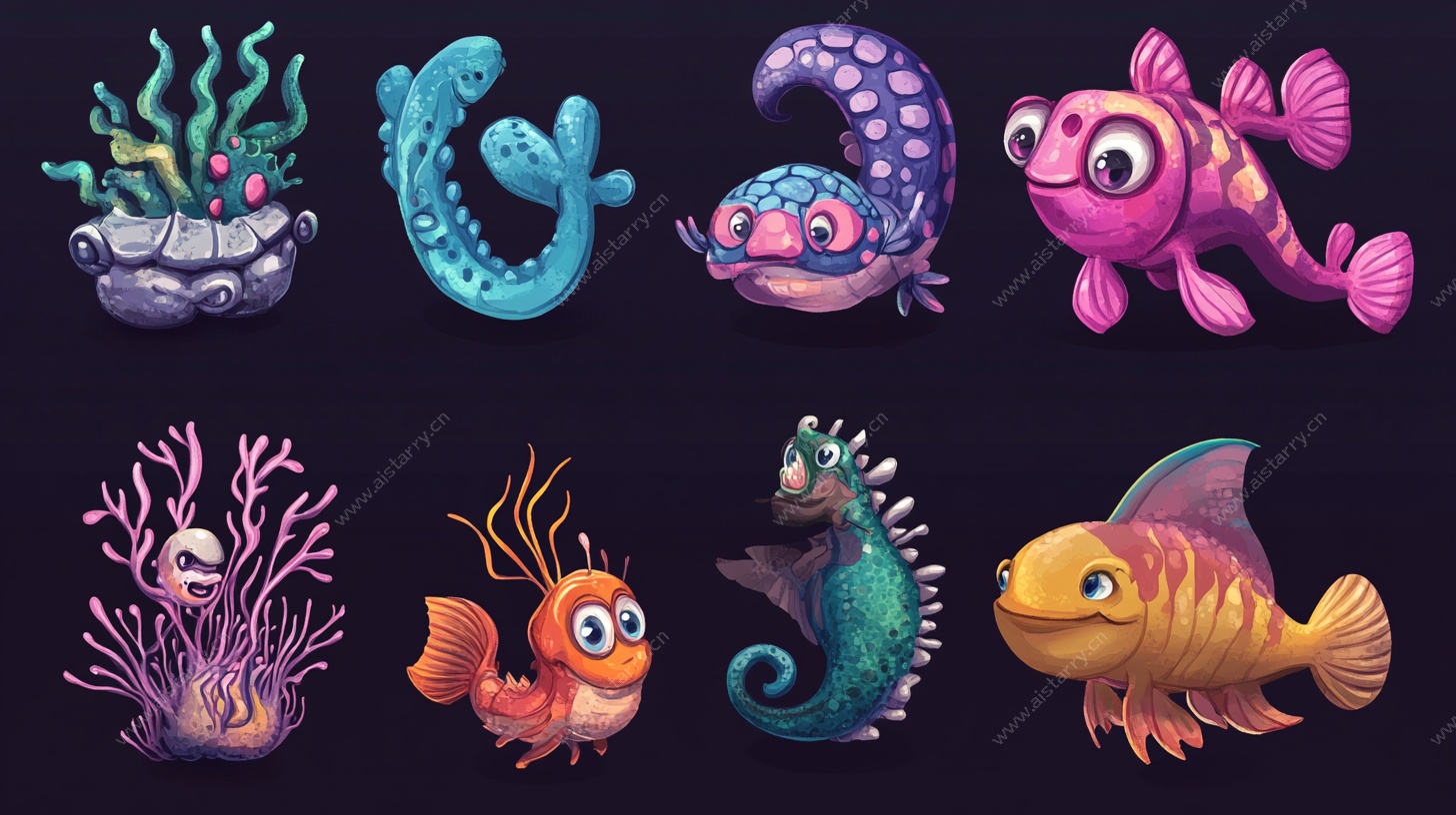 可爱海洋生物插画集合