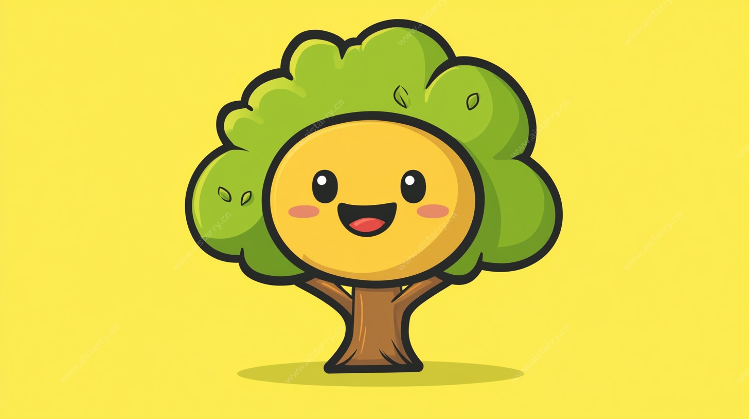卡通笑脸树形象设计