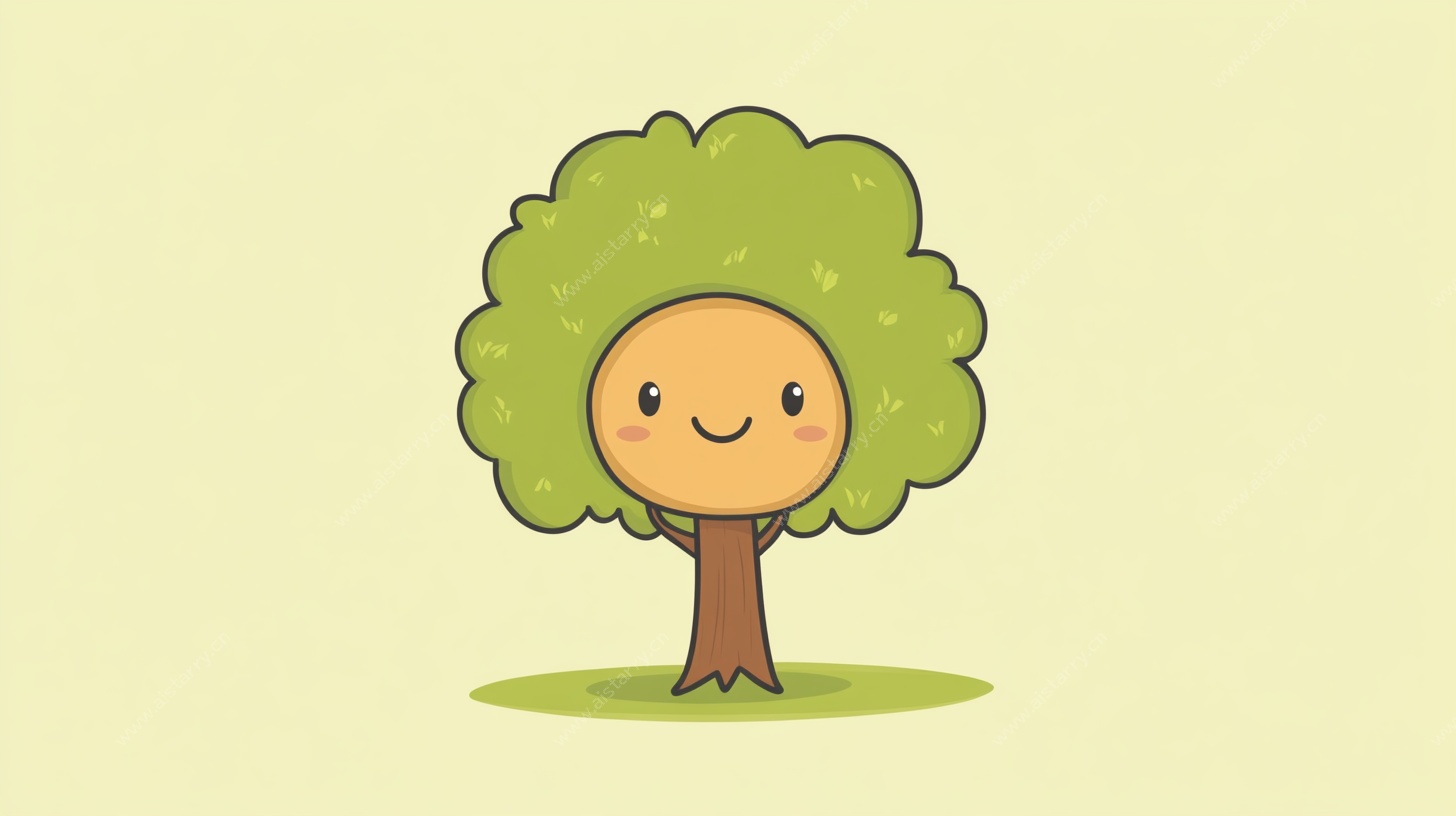 微笑的卡通小树