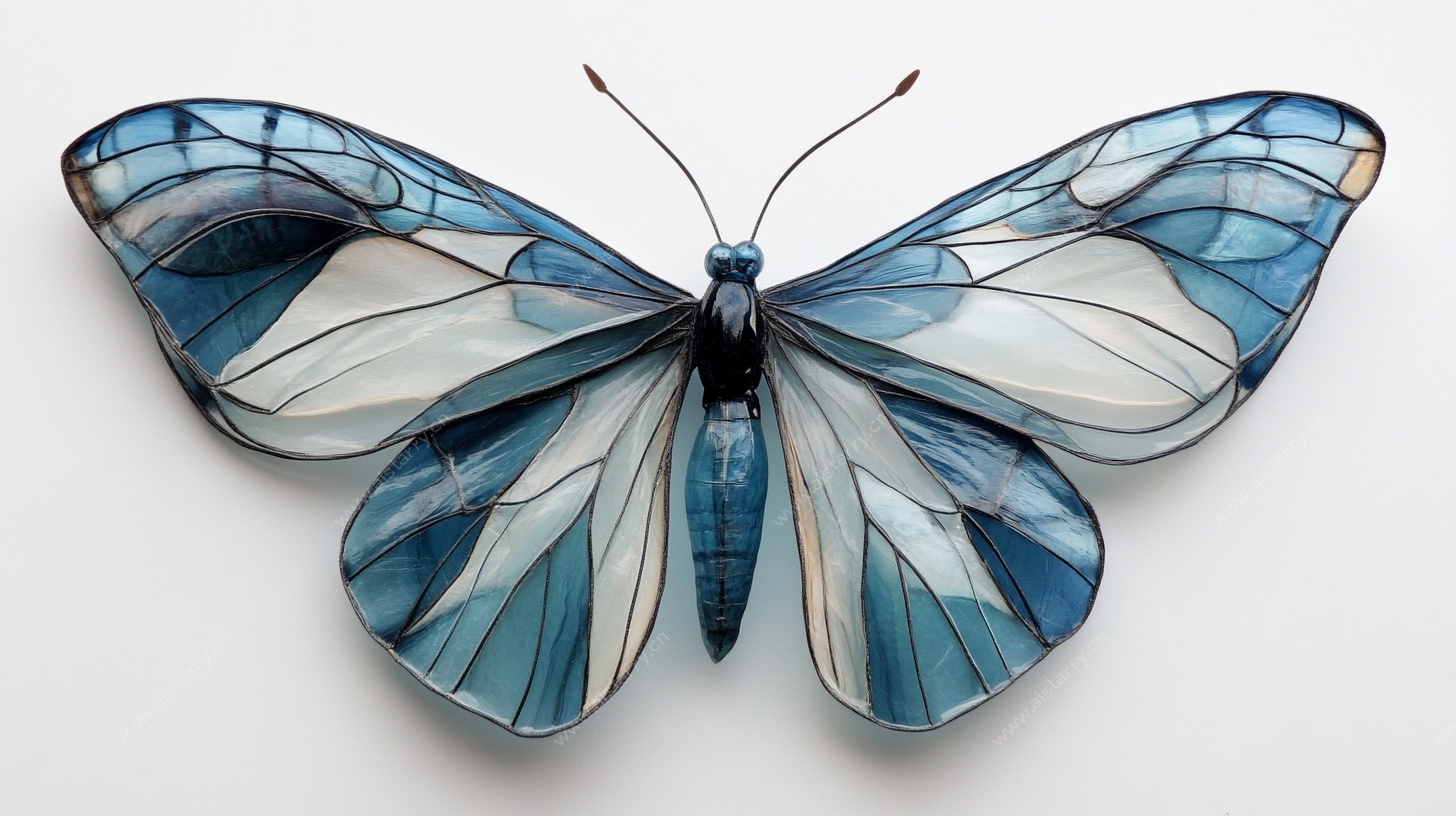 蓝白梦幻蝴蝶艺术摆件