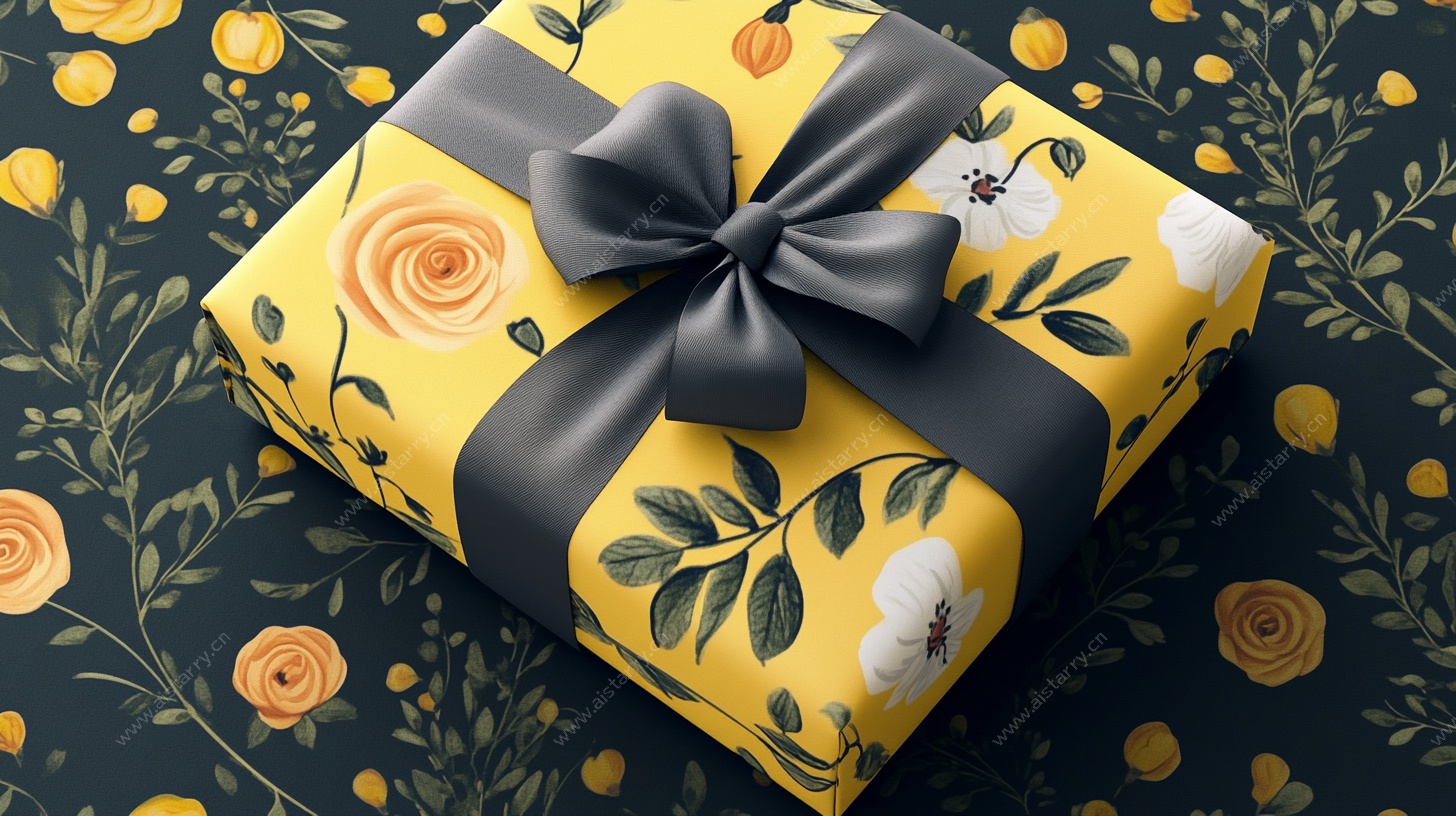 黄色花卉图案精美礼品盒