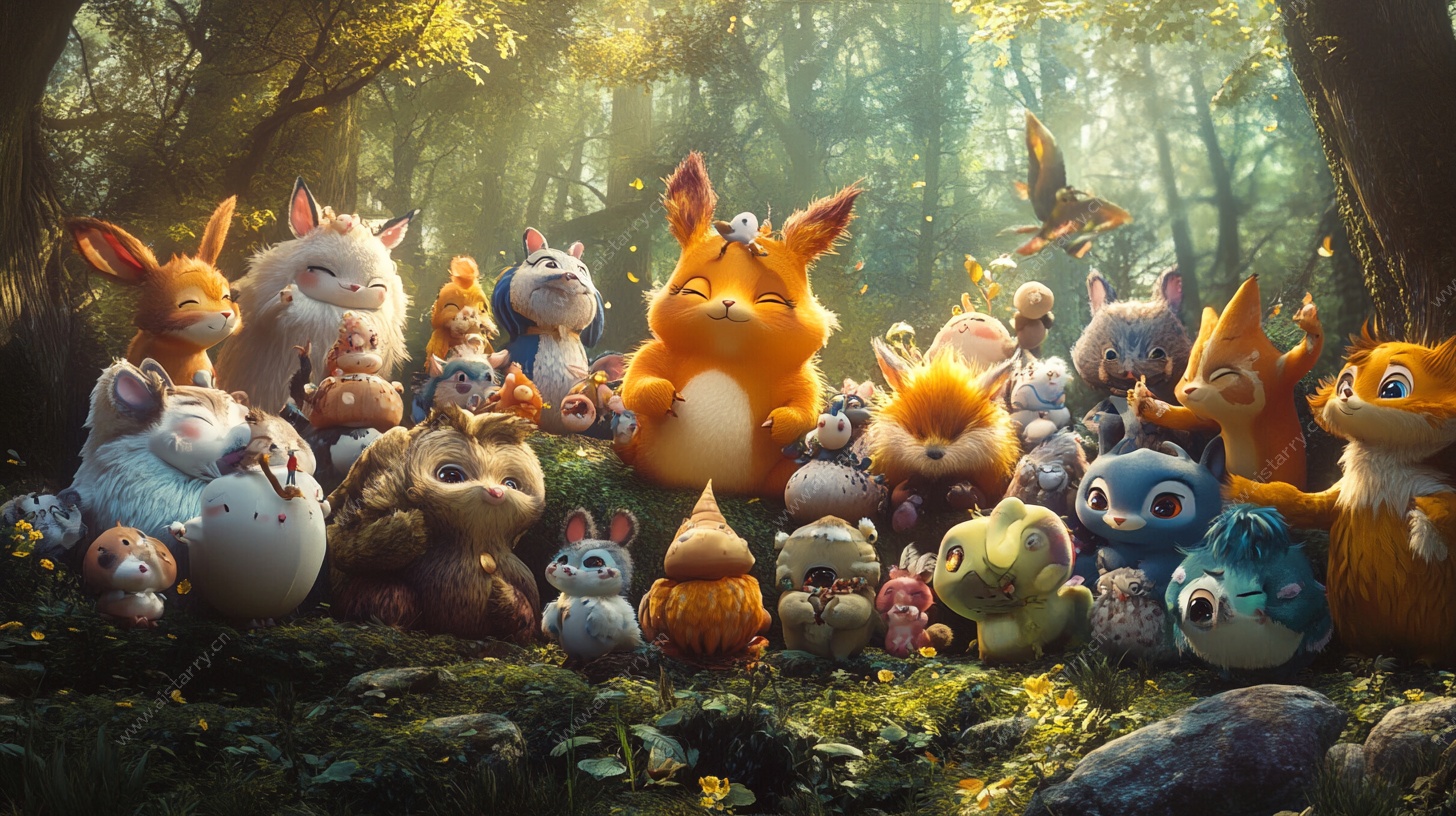 奇幻森林中的萌宠大聚会