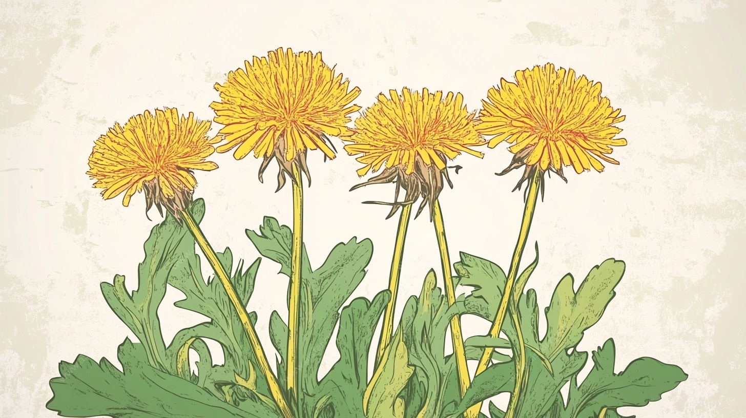 四朵蒲公英插画