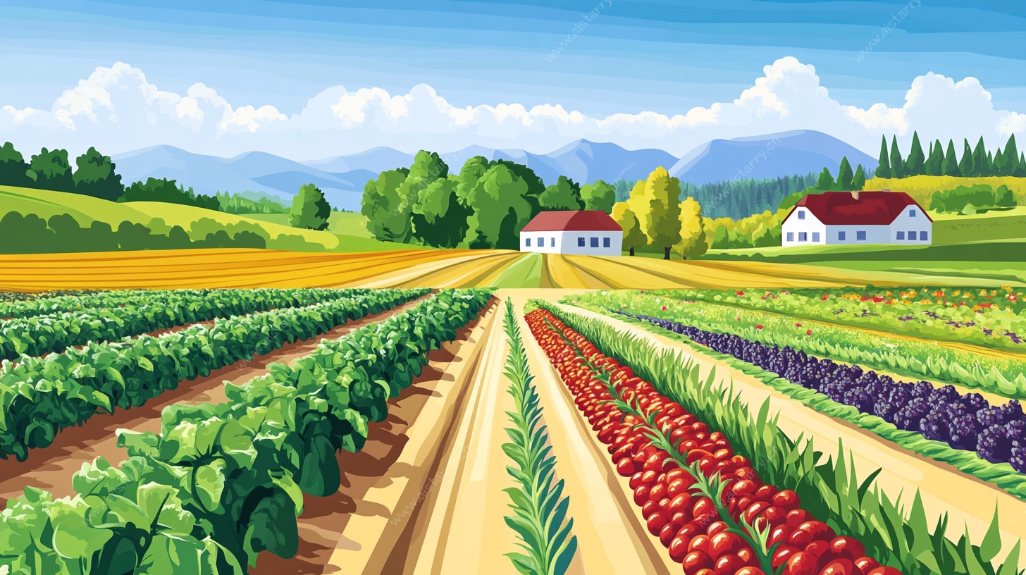 田园风光的多彩农田