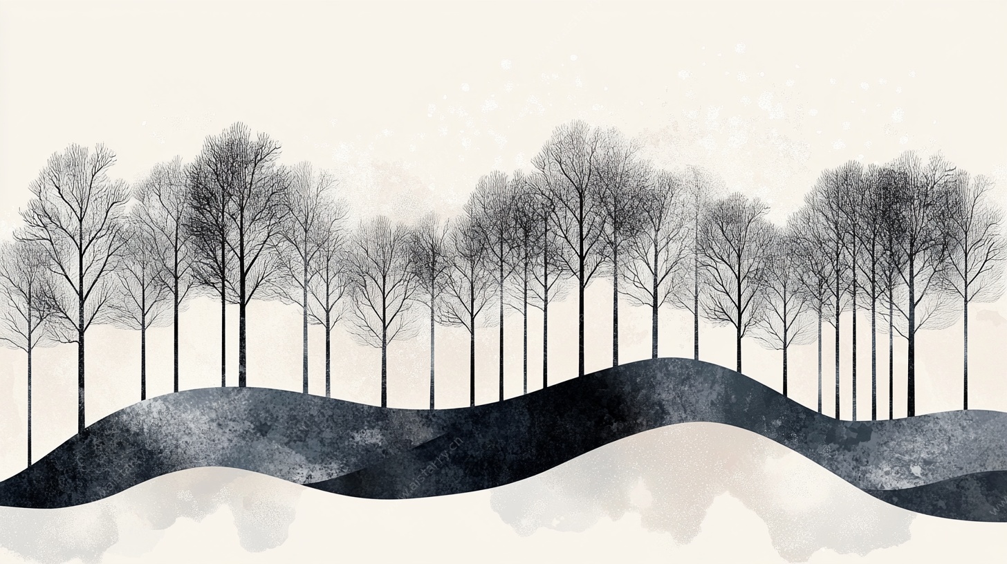 水墨树木风景图