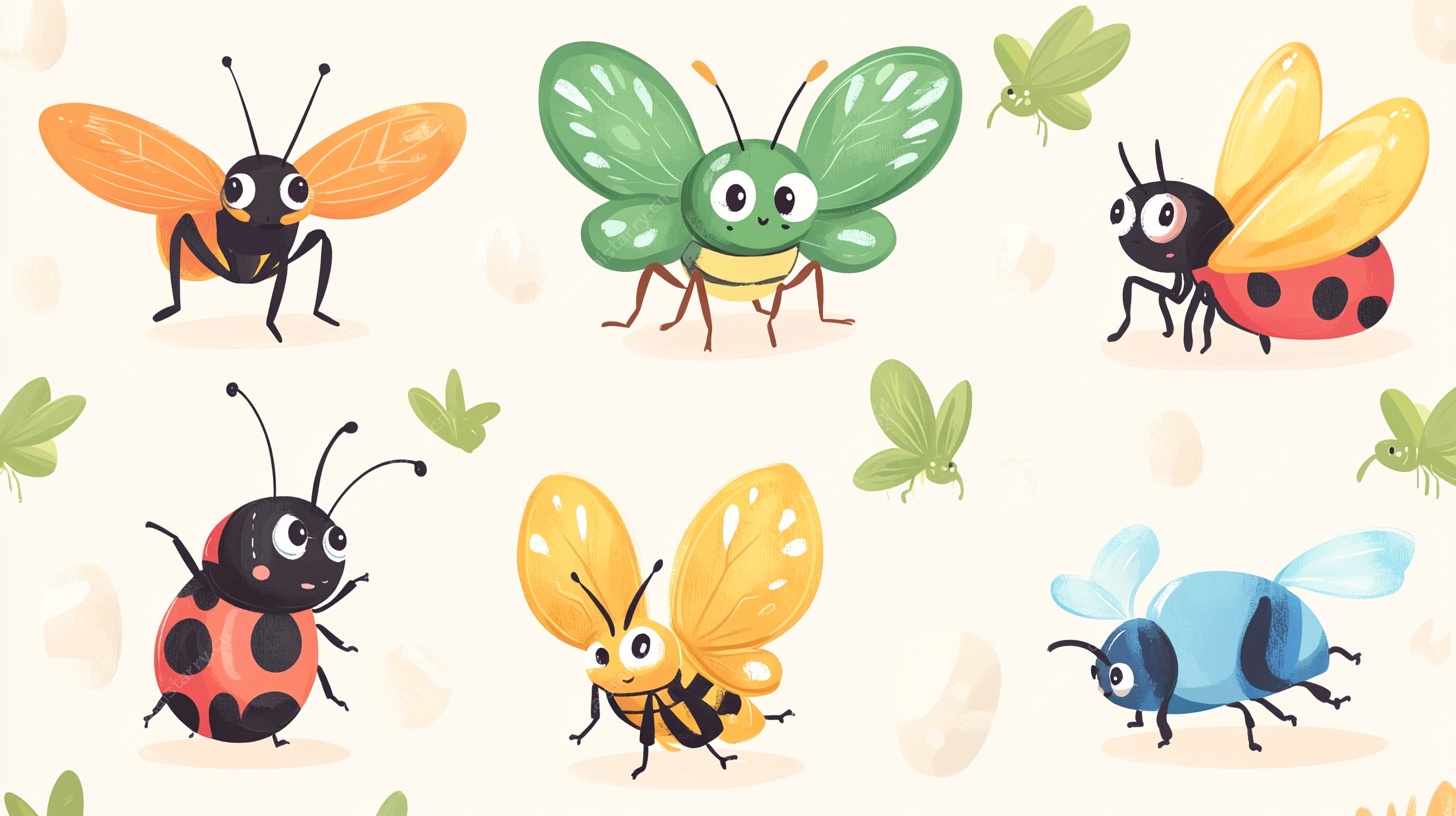 可爱卡通昆虫集合图