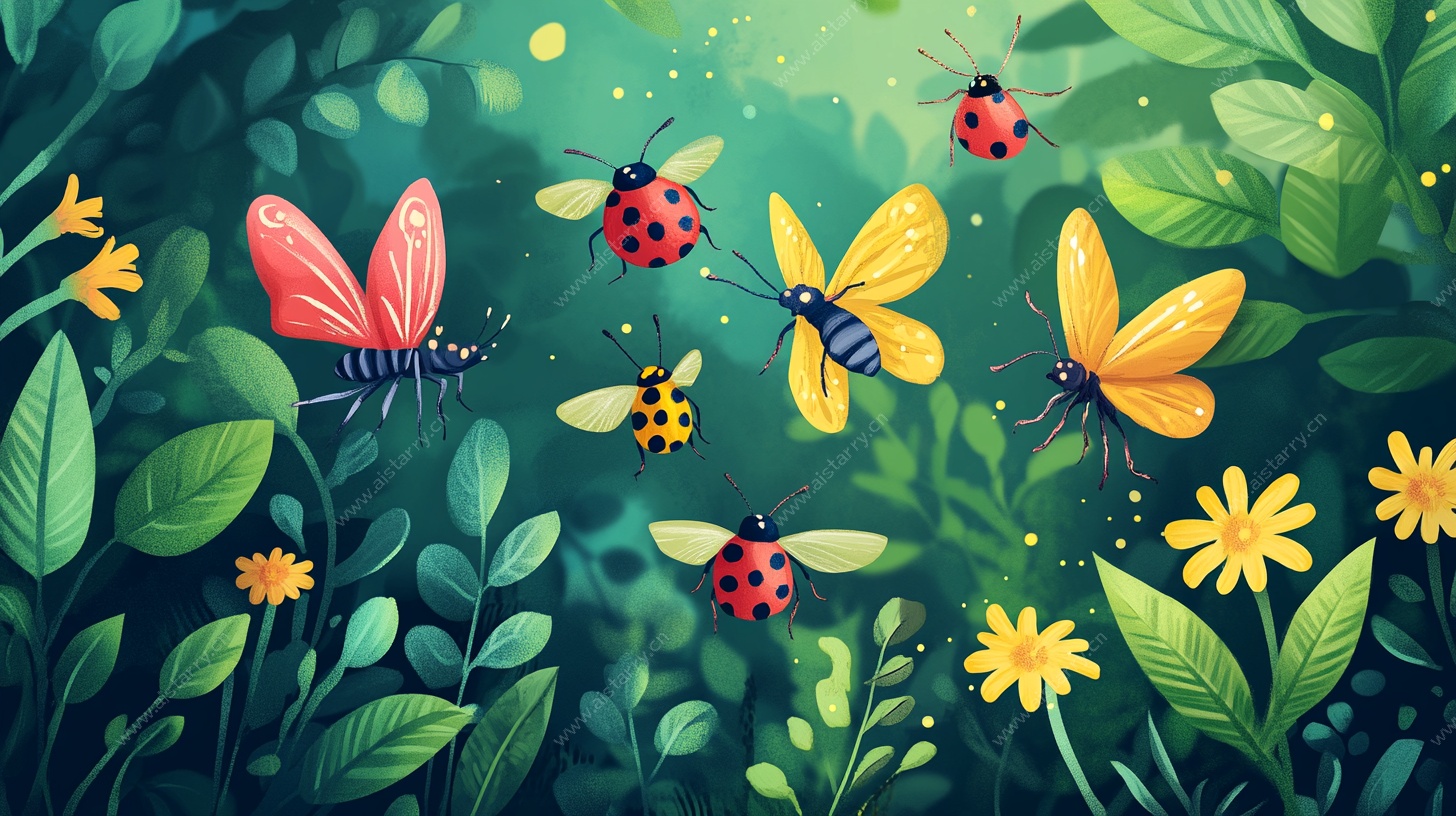 夏日昆虫的绿色梦幻乐园