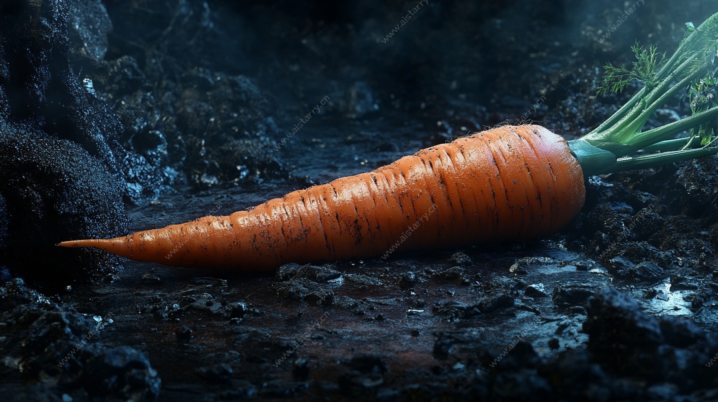 泥土上的鲜胡萝卜