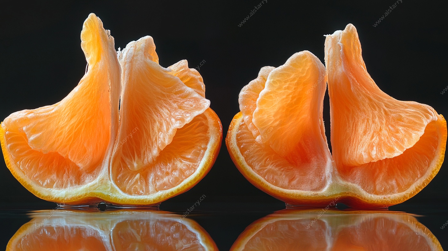 剥开的鲜橙特写