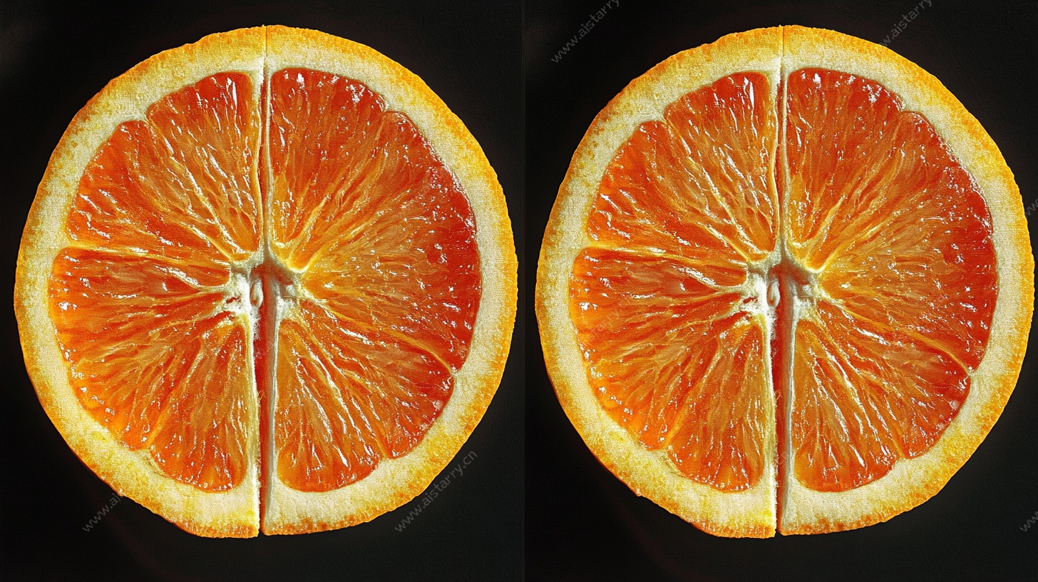 两半鲜橙特写