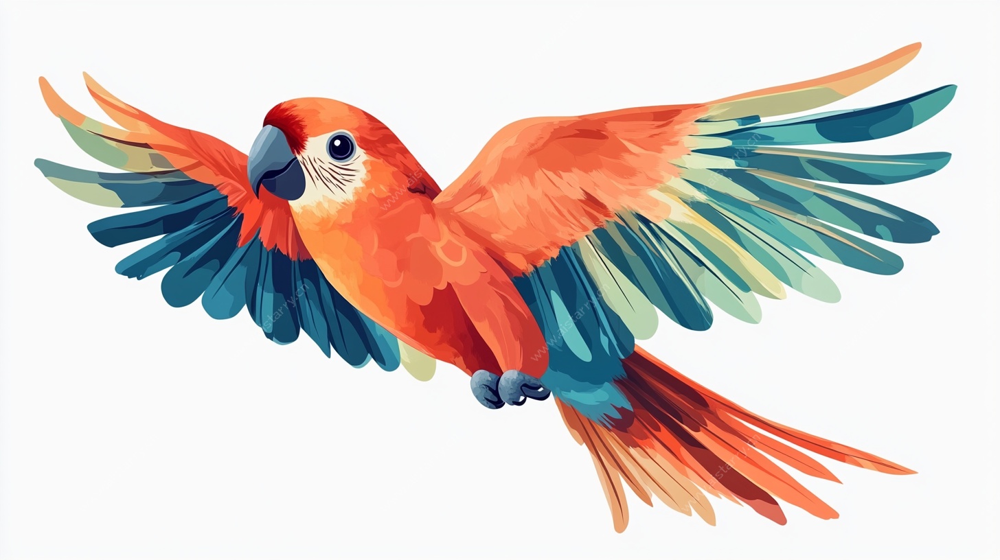 飞翔的多彩鹦鹉