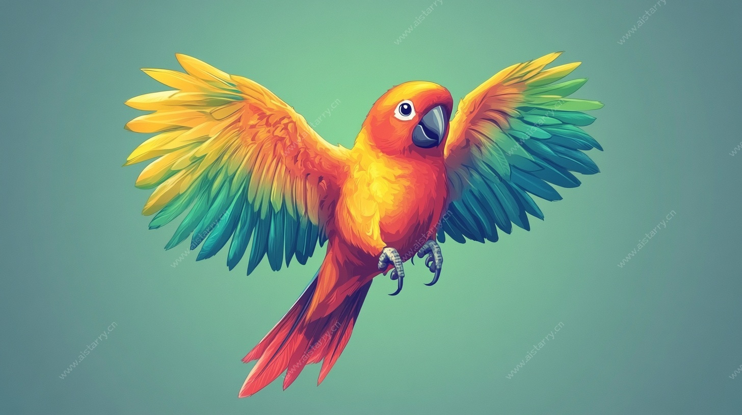 彩色鹦鹉展翅高飞图