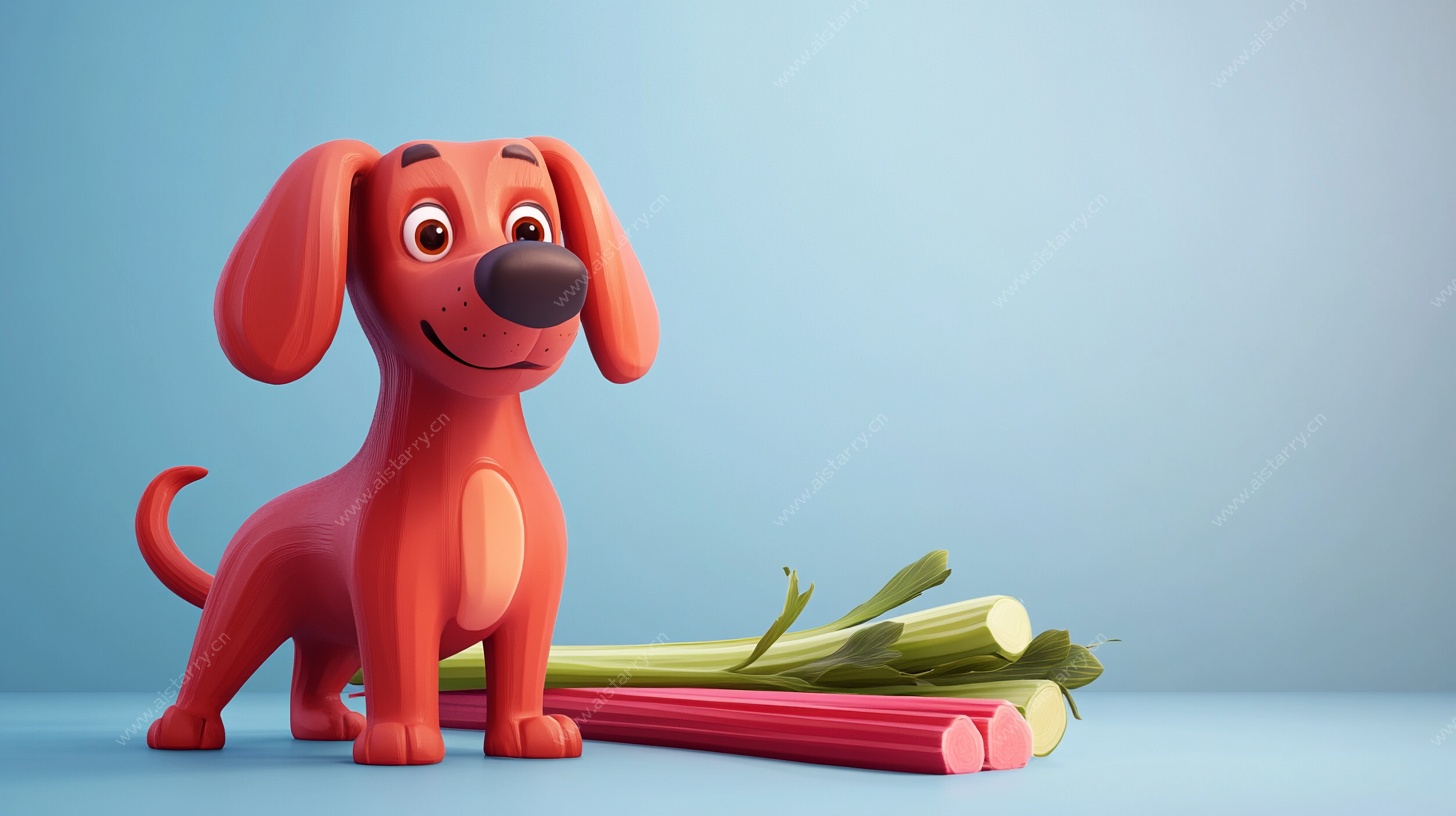 红色萌犬与蔬菜组合图