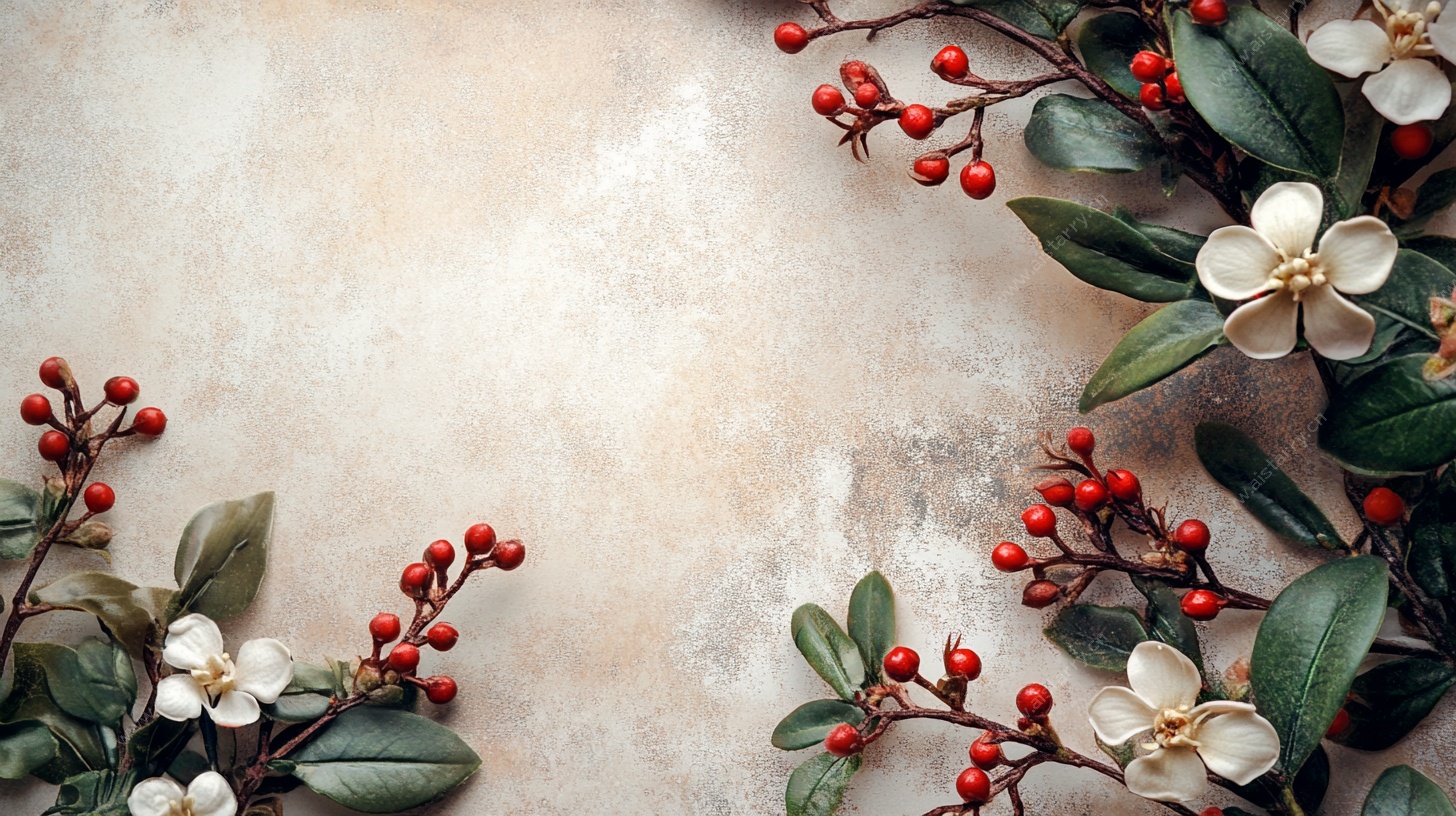 花卉浆果装饰背景图