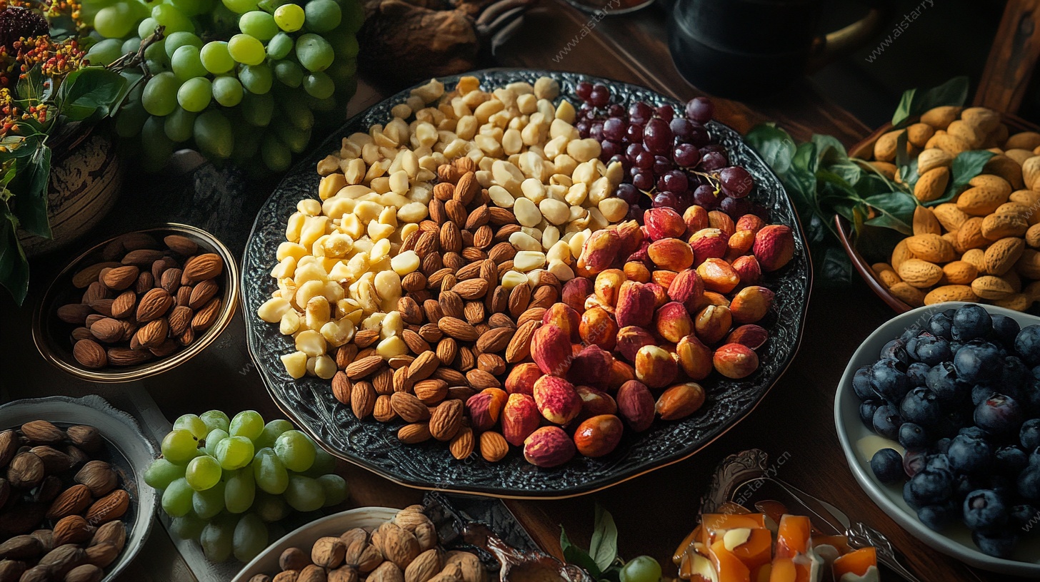 多彩坚果与鲜果拼盘