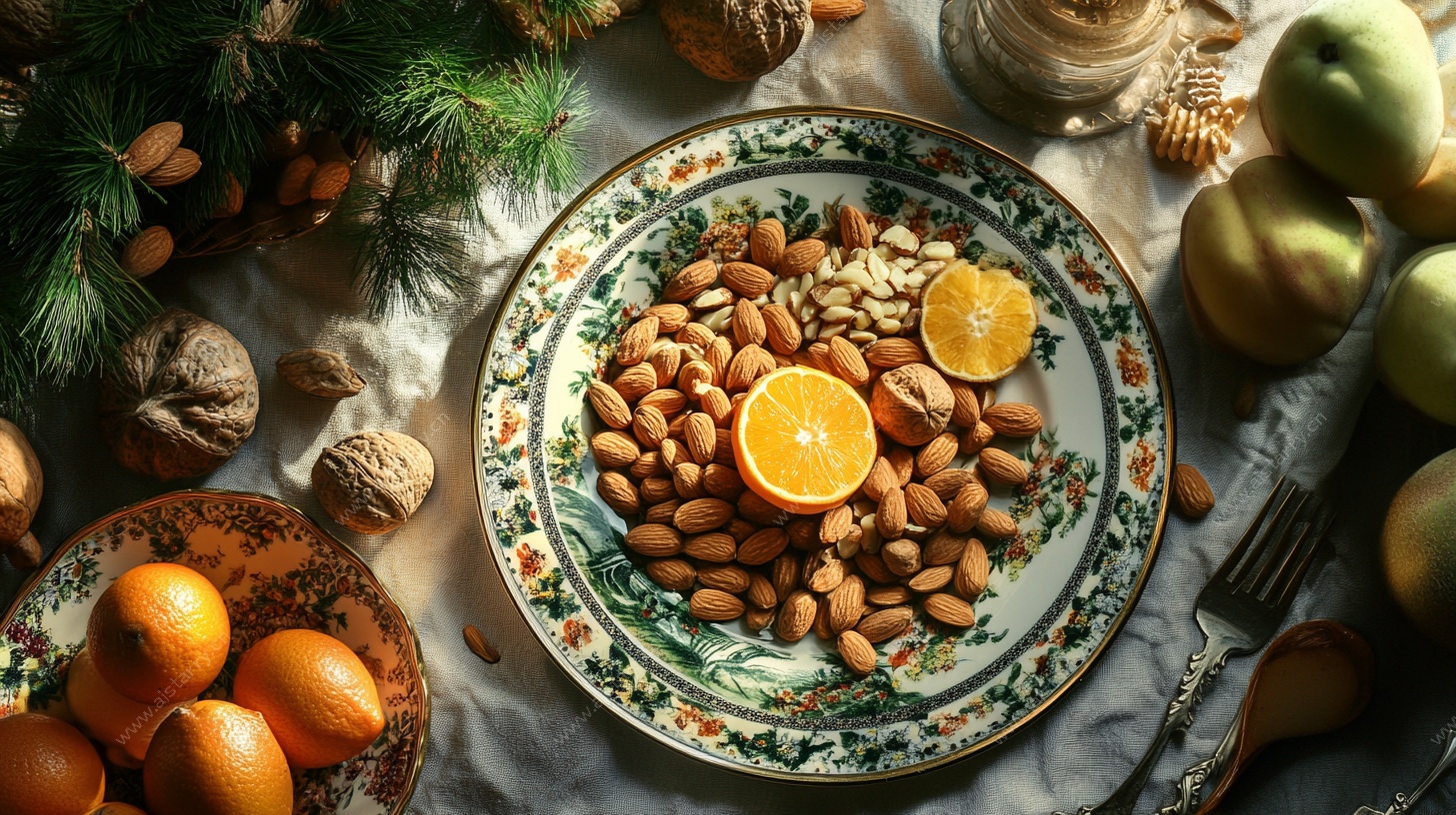 圣诞坚果果盘静物图
