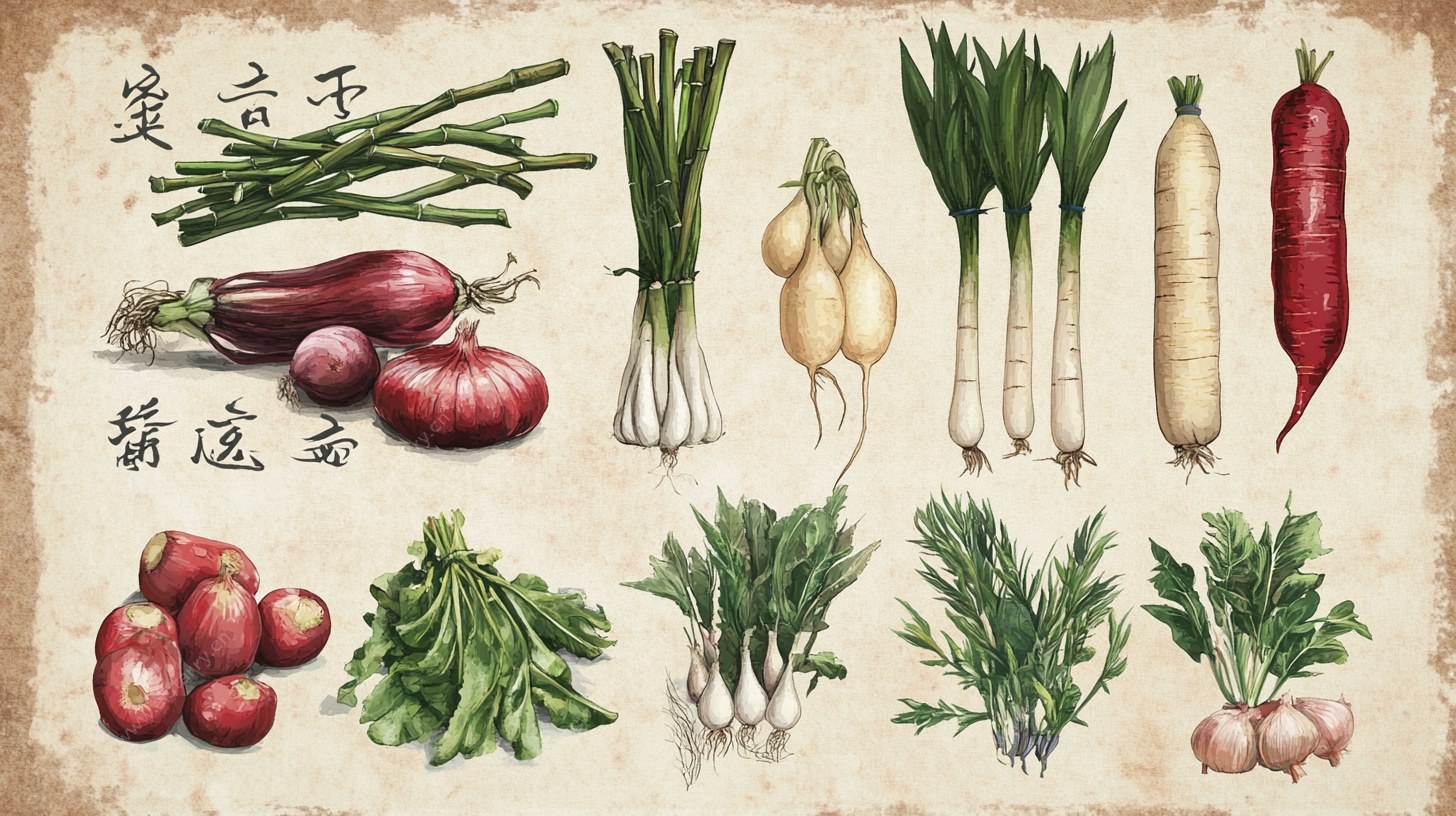 复古风手绘多样蔬菜集合