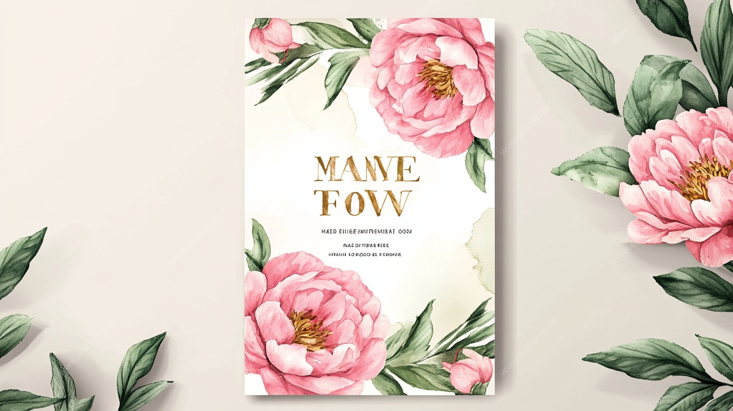 粉色花卉婚礼请柬设计