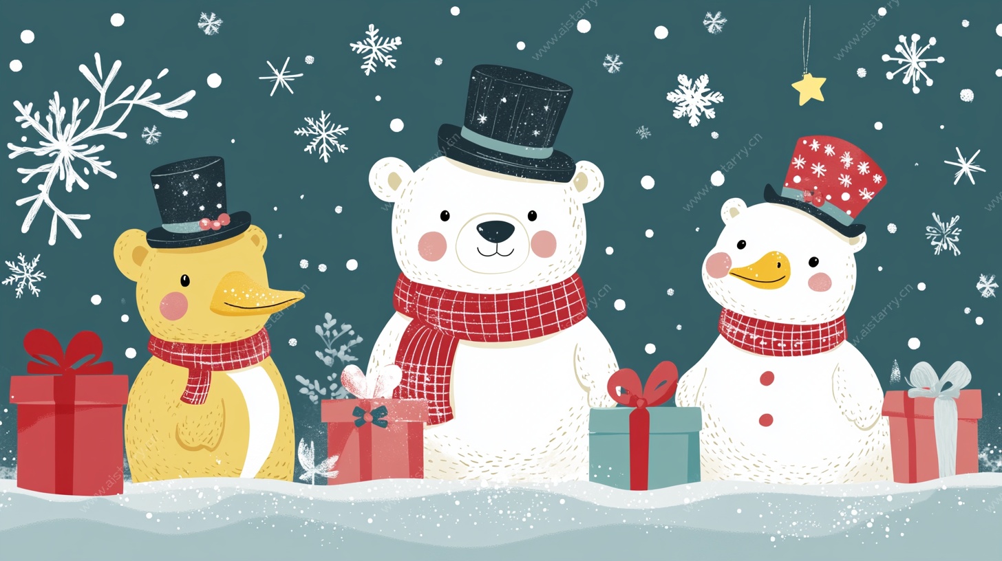 冬日萌宠欢聚送礼场景