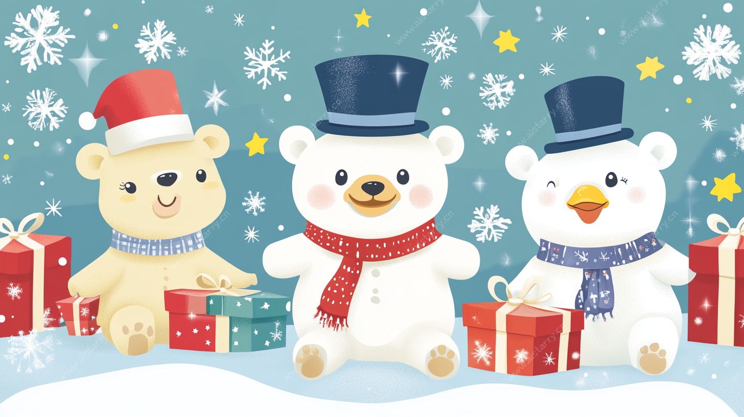 圣诞萌宠与礼物欢乐场景