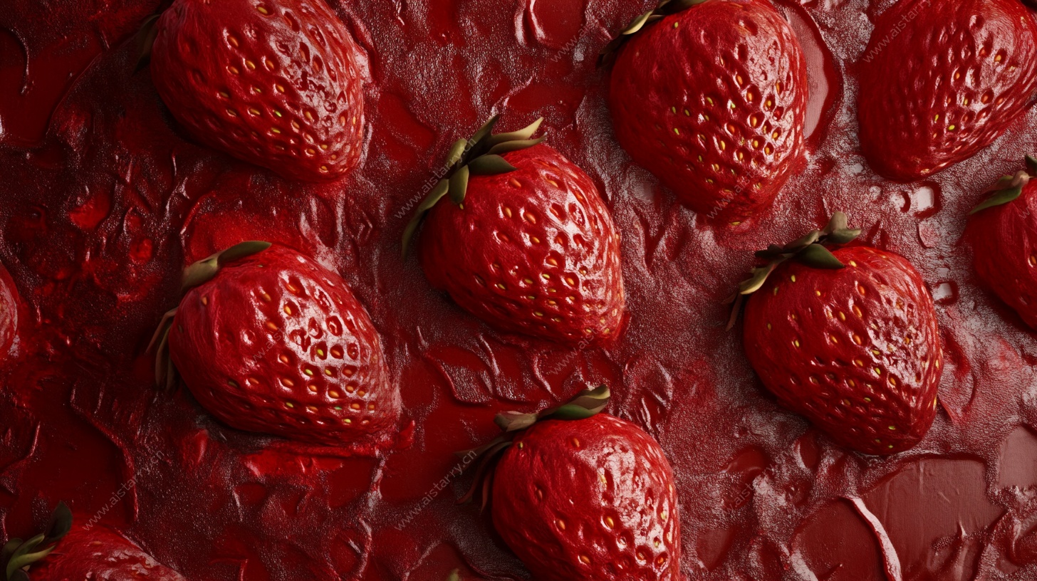 鲜红草莓诱人特写