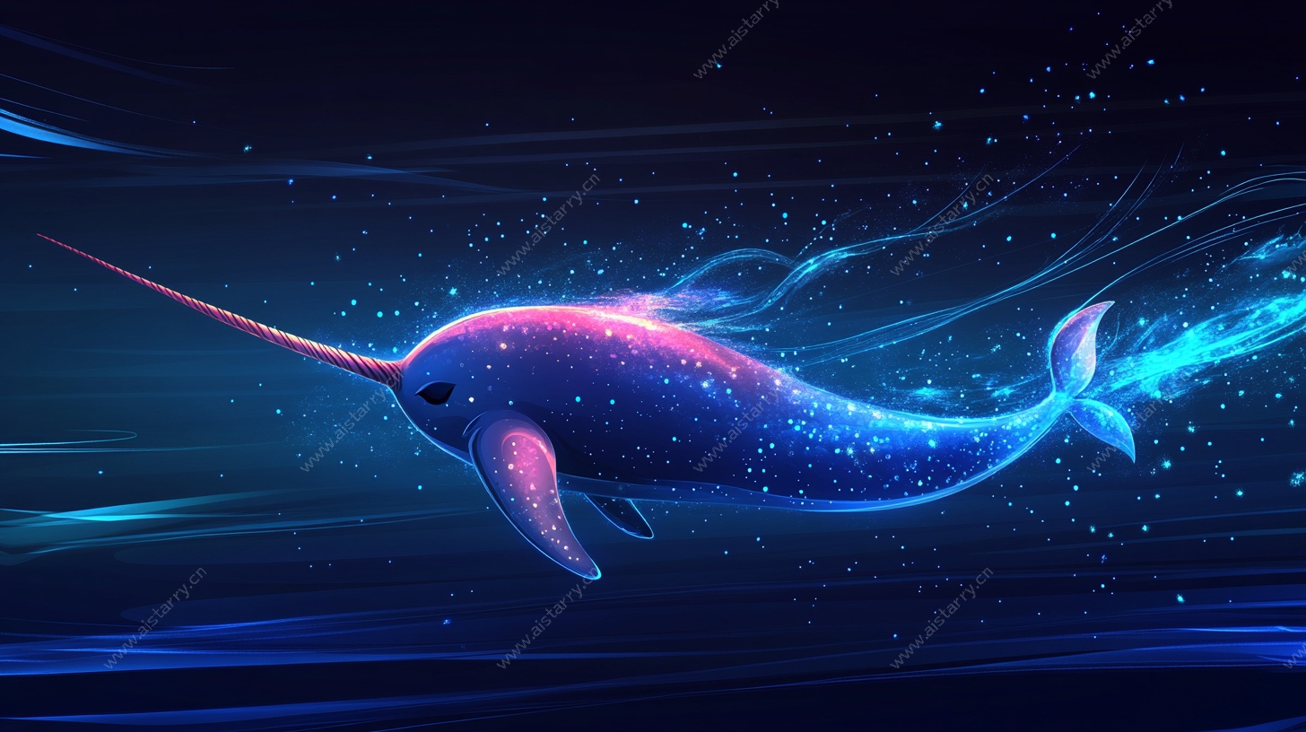 梦幻独角鲸遨游星空海洋