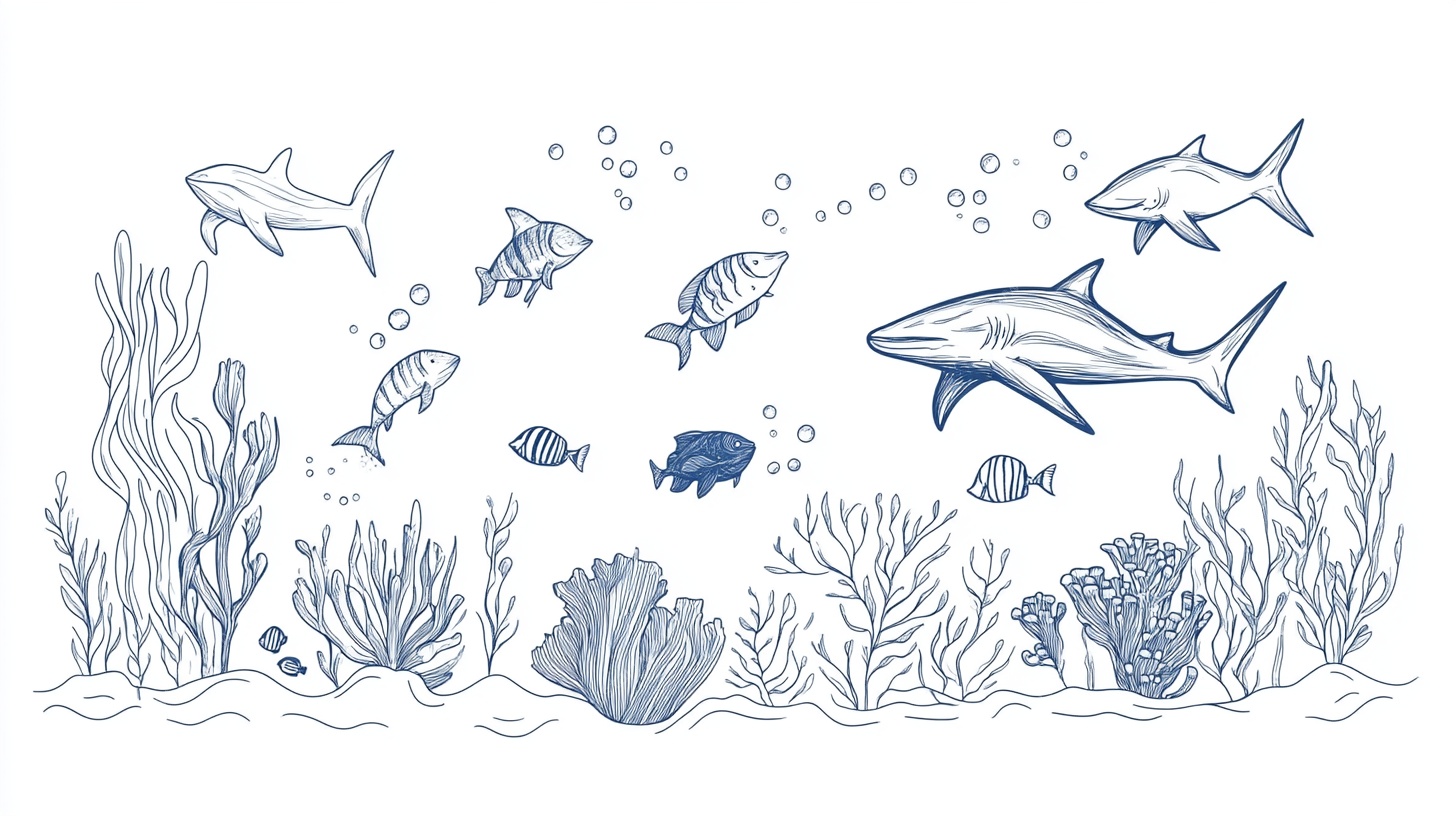 海洋生物手绘海底世界图