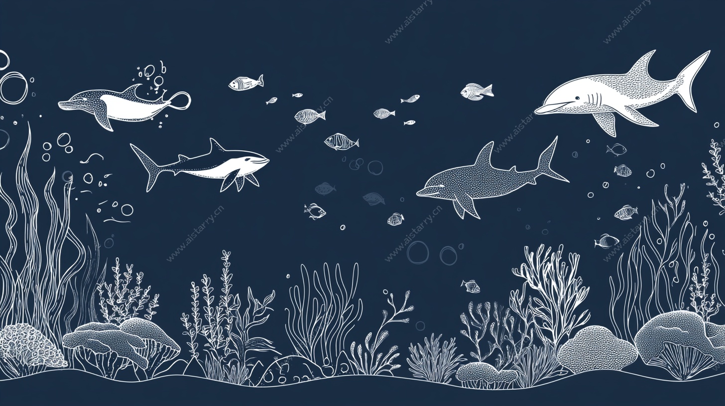 海洋生物海底奇幻场景图