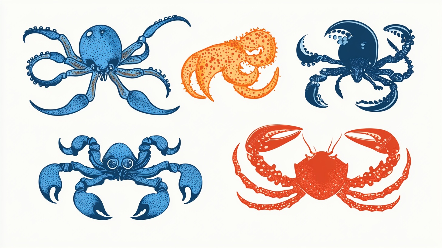 海洋生物水彩插画