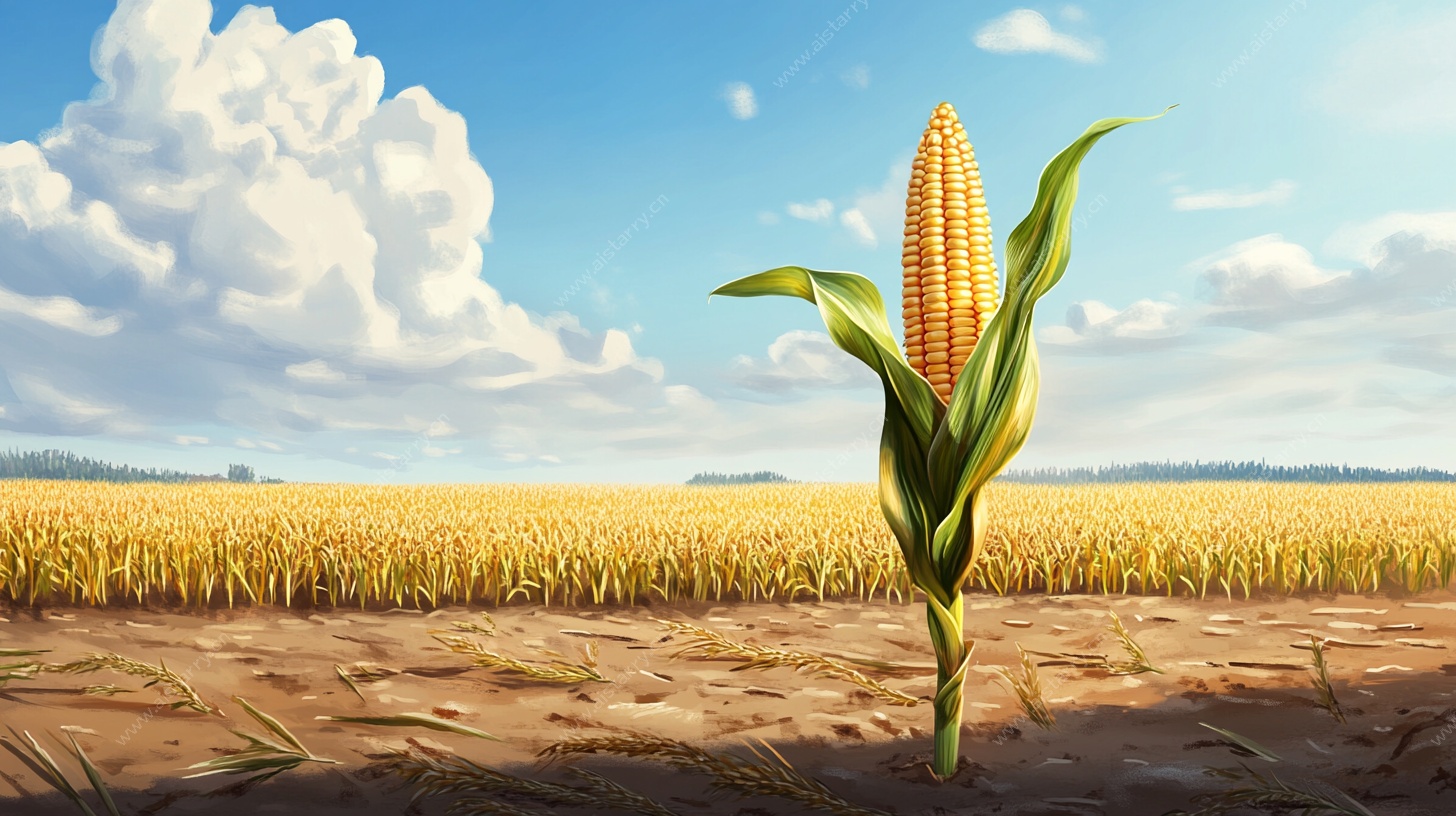 单株玉米田野风光图