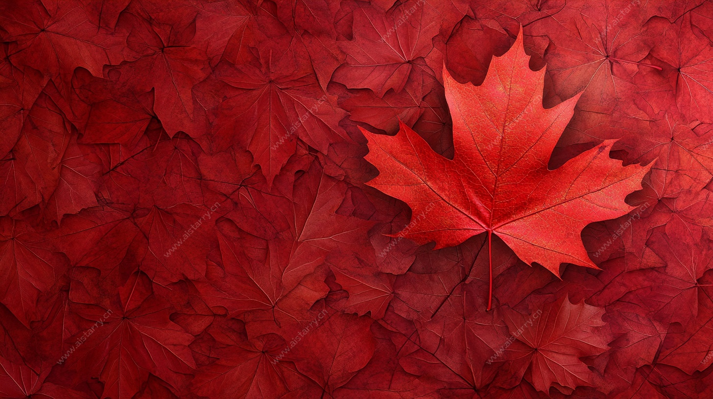 红枫叶独绽于红叶之中