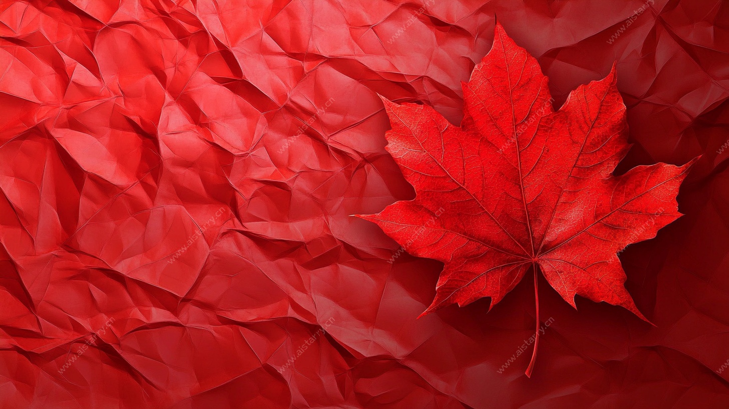 红枫叶置于褶皱红背景上