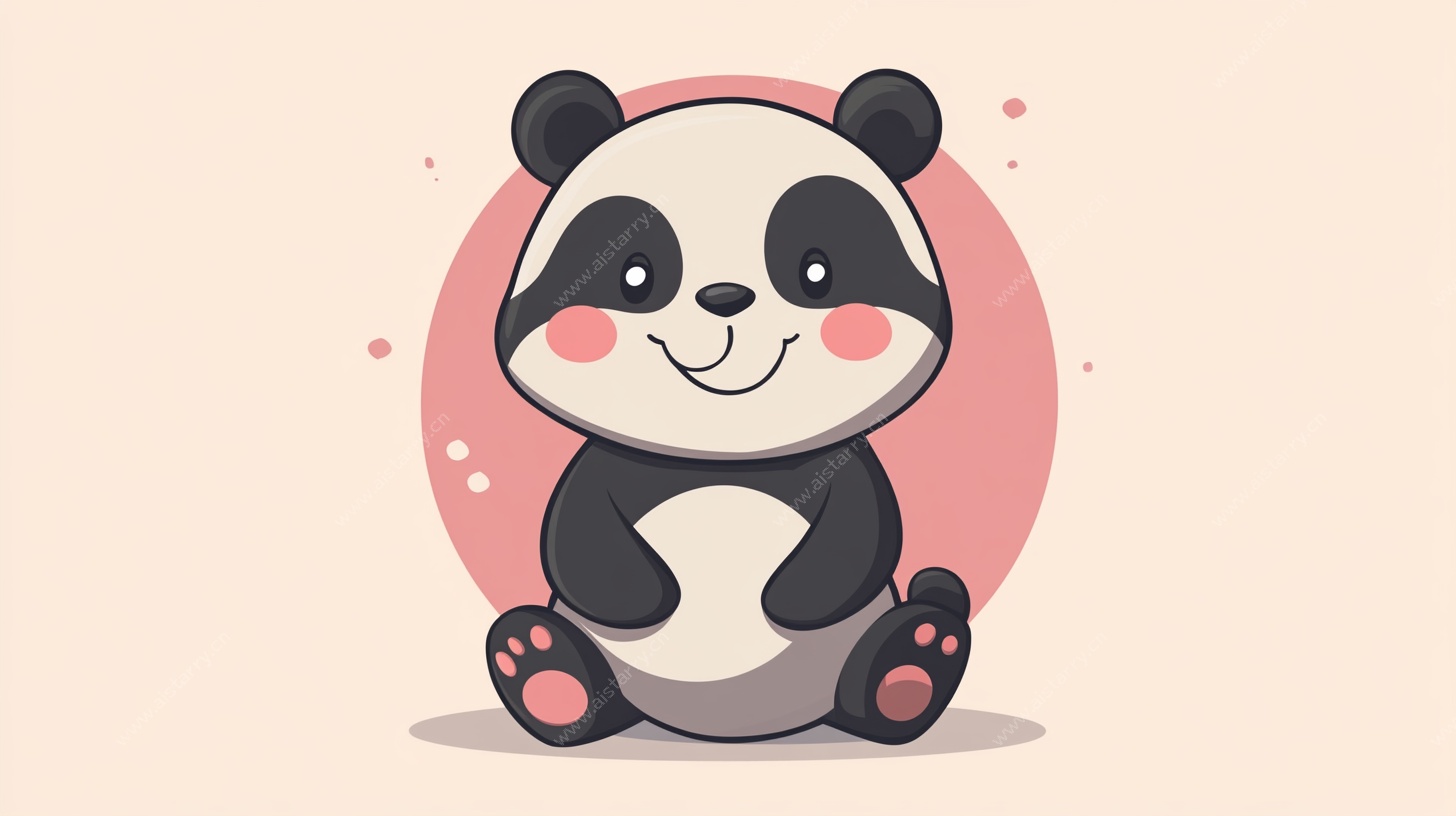 可爱熊猫卡通形象插画