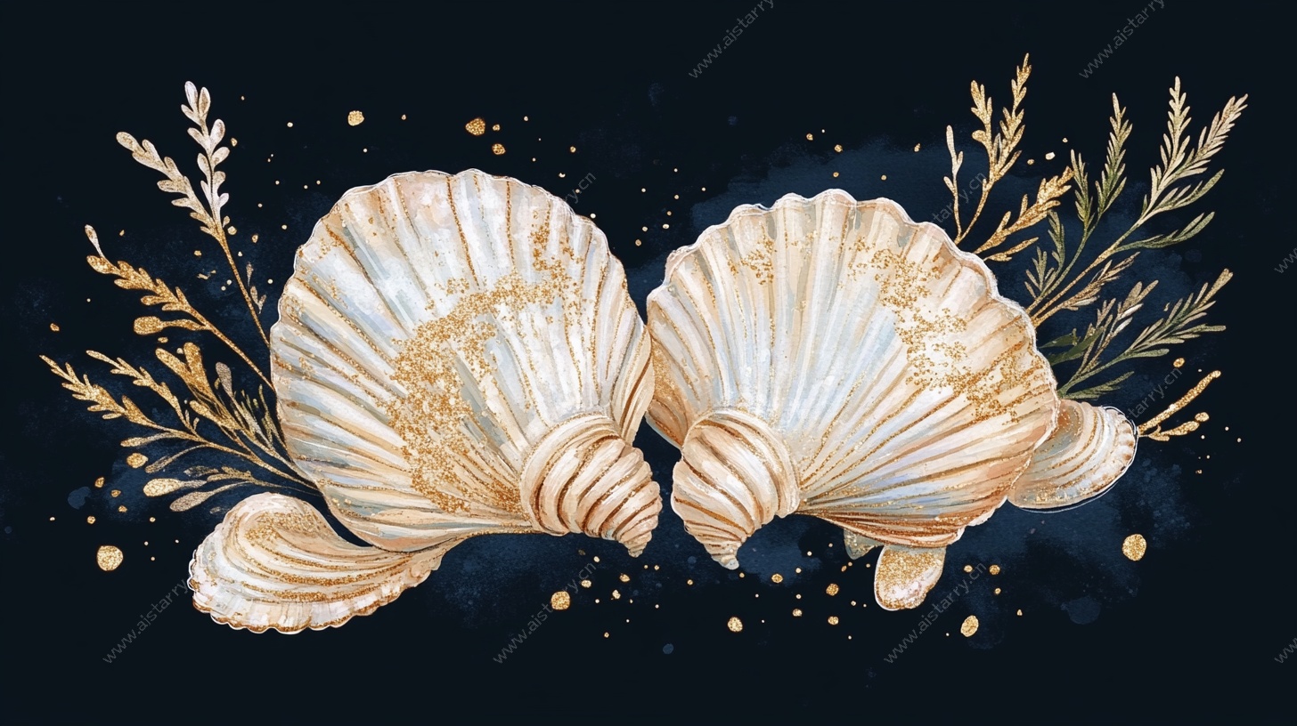 贝壳插画 海洋梦幻之美