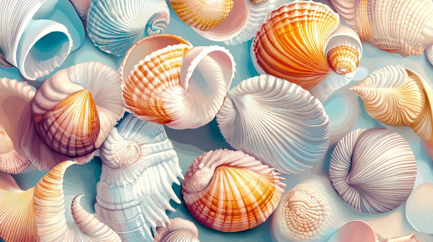 缤纷贝壳海洋梦幻图景