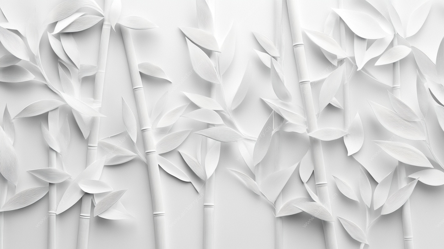 白色纸艺竹叶艺术背景