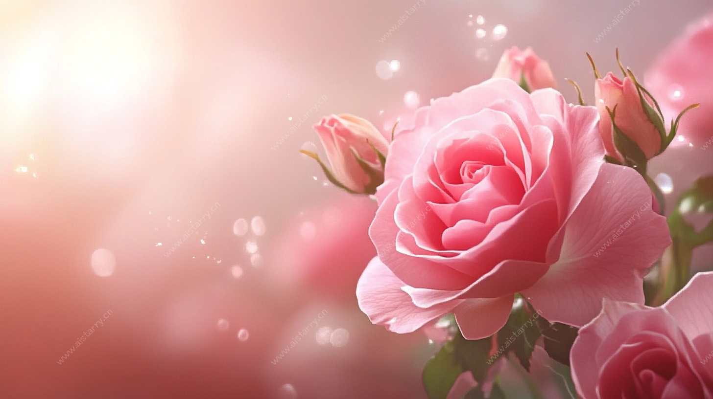 梦幻粉色玫瑰花特写