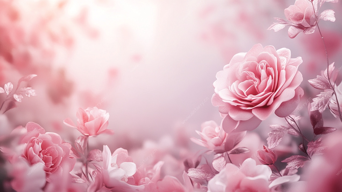 梦幻粉色花卉浪漫背景图