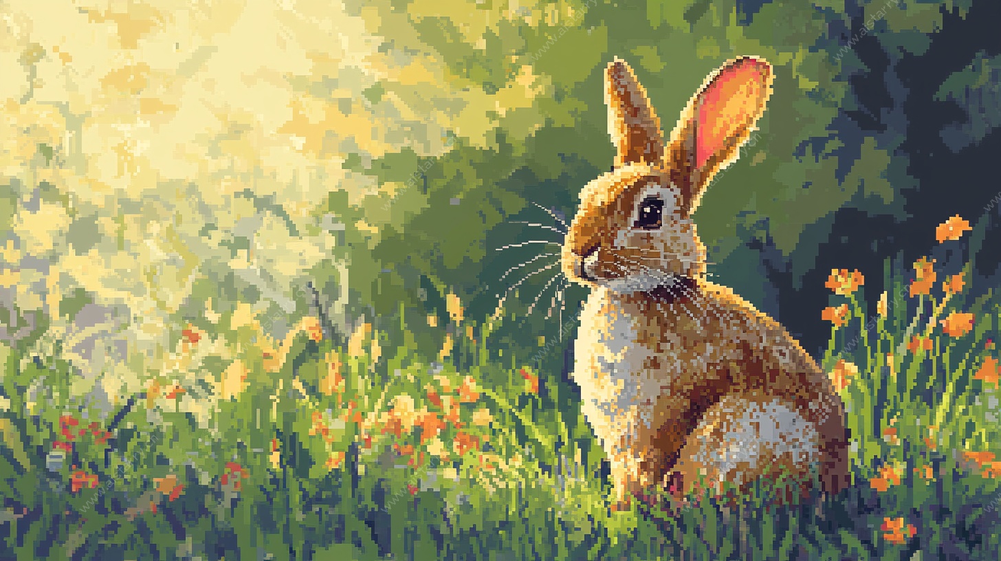 阳光下的田园小兔