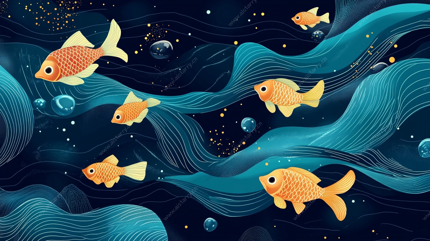 梦幻游鱼插画