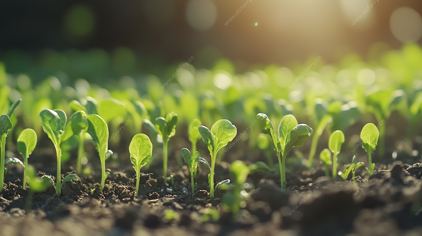 嫩绿幼苗沐阳光生长