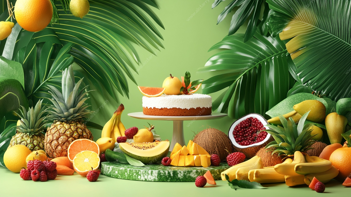 水果盛宴 清新水果与蛋糕