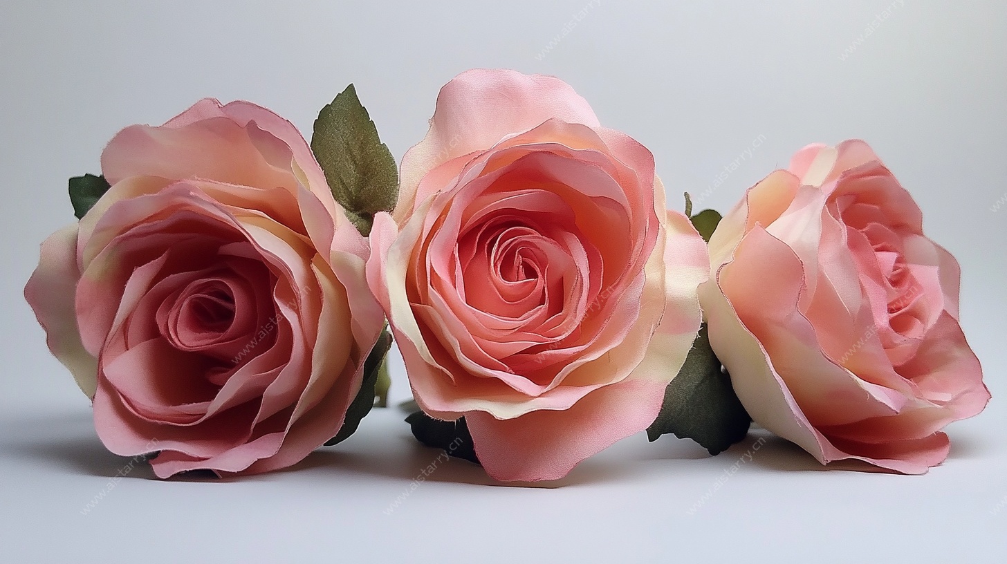 三朵粉色仿真玫瑰花