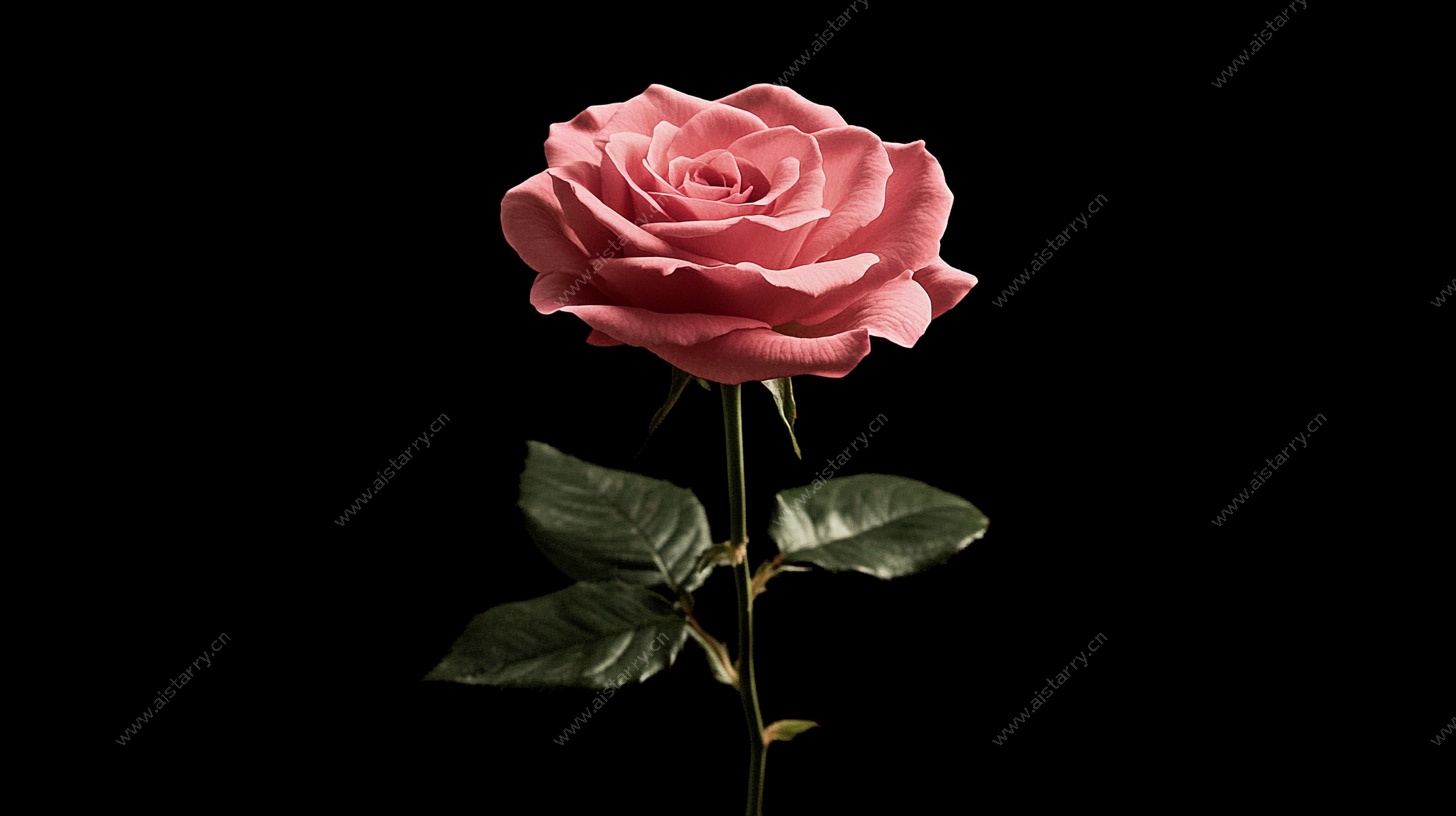 单枝粉色玫瑰特写