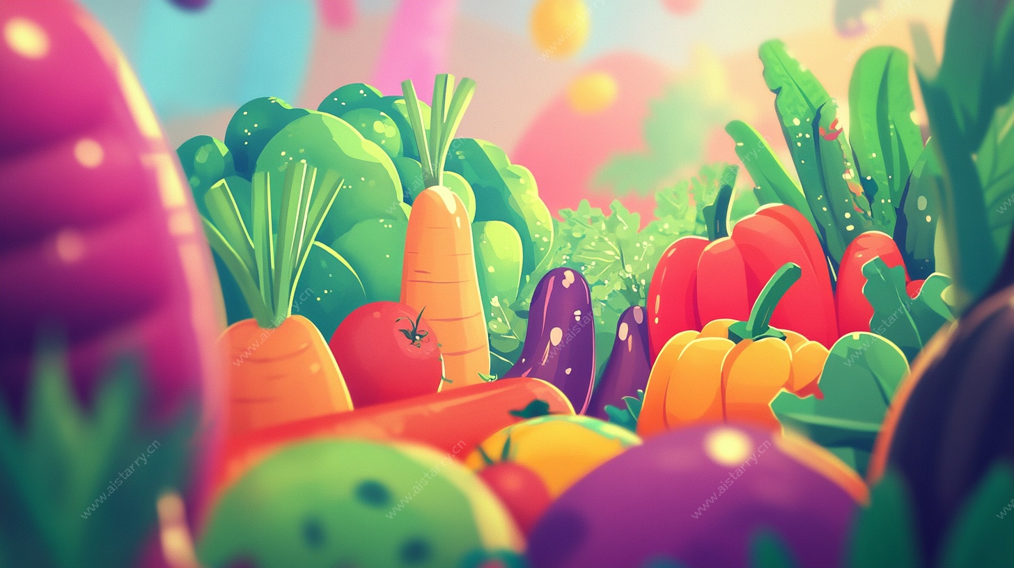 缤纷卡通蔬菜田园景观