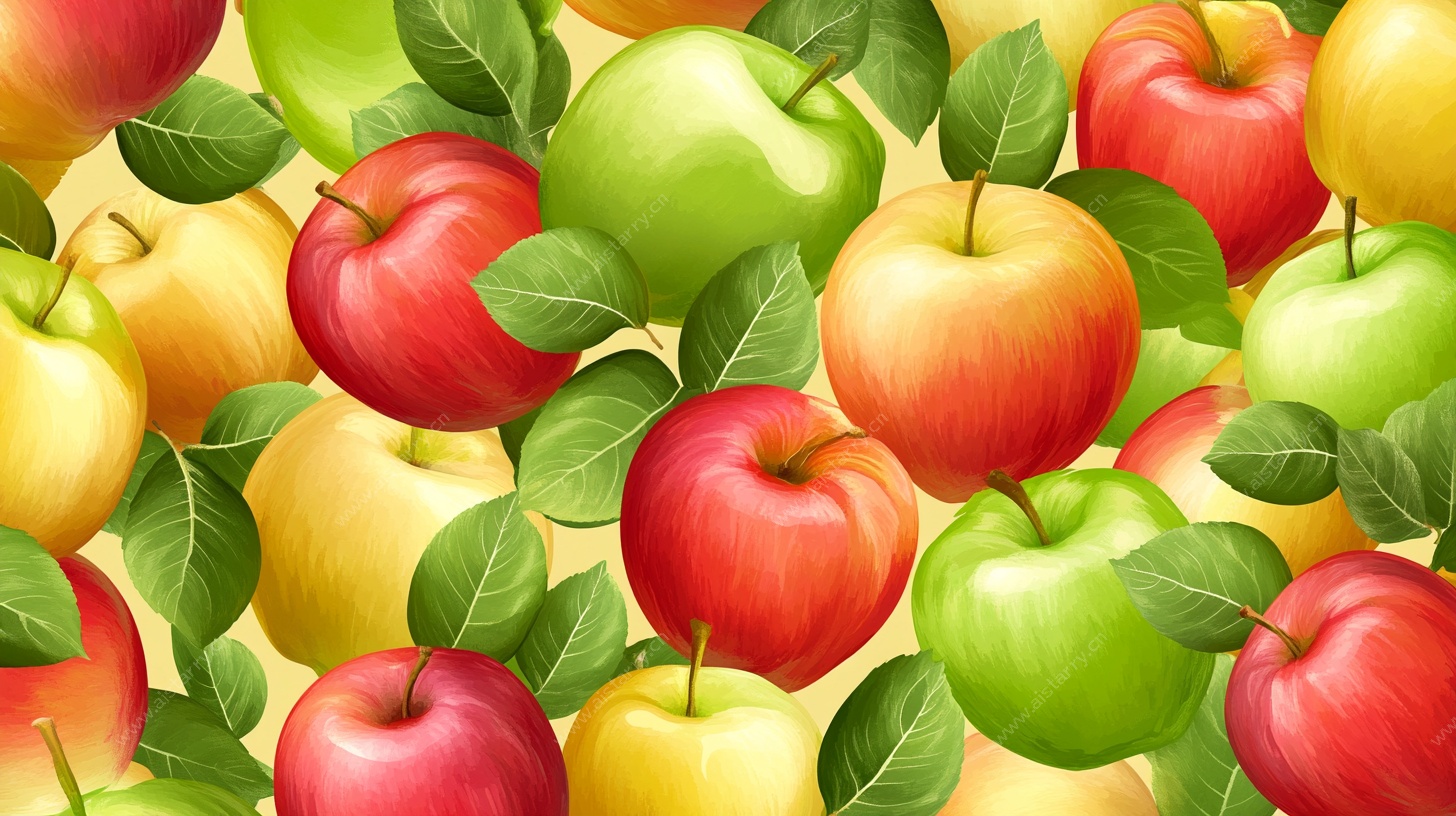 多彩苹果无缝图案背景