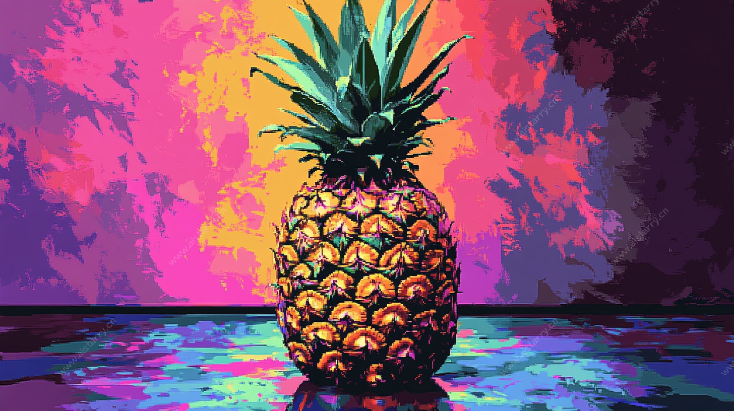 梦幻色彩菠萝插画
