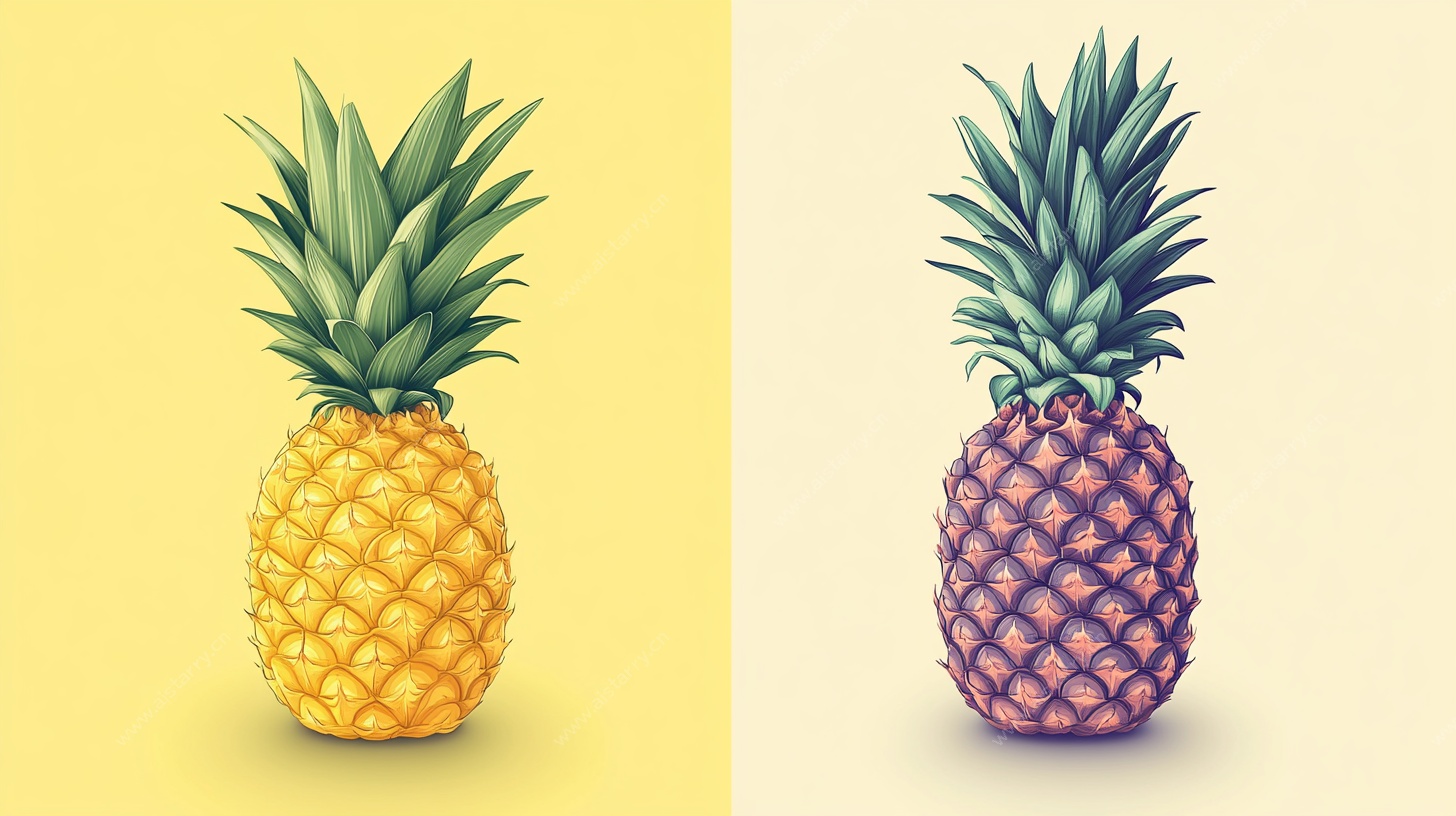 双色调菠萝插画